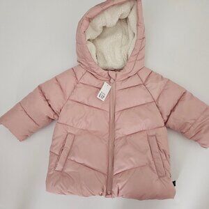 NWT Baby Gap ColdControl Max Puffer Jacket in Pink Sz 12-18 Months